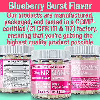 Nicotinamide Riboside NR NAM Resveratrol Gummies, 1000mg NAD+ NAD + Plus Nrf2 Activator Booster w Pure Niacinamide Vitamins B3 Capsules Pills Powder Supplements Alt NDA Regenerator 500mg