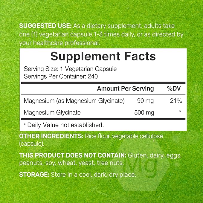 DEAL SUPPLEMENT 2 Pack Magnesium Glycinate 500mg, 480 Veggie Capsules | Chelated for Easy Absorption | Highly Purified Essential Trace Mineral for Muscle, Joint, Heart, & Digestive Health