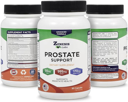 Prostate Health with Saw Palmetto - 270 Capsules - Also with Zinc, Copper, Pumpkin Seed, Burdock Root, Amino Acids, & Other Extracts - 135 Day Supply (90 Capsules/Bottle)