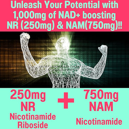 Nicotinamide Riboside NR NAM Resveratrol Gummies, 1000mg NAD+ NAD + Plus Nrf2 Activator Booster w Pure Niacinamide Vitamins B3 Capsules Pills Powder Supplements Alt NDA Regenerator 500mg