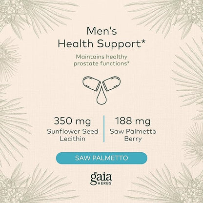 Gaia Herbs Saw Palmetto - Supports Healthy Prostate Function for Men - Contains Saw Palmetto and Sunflower Seed Lecithin to Support Men’s Health - 60 Vegan Liquid Phyto-Capsules (30-Day Supply)