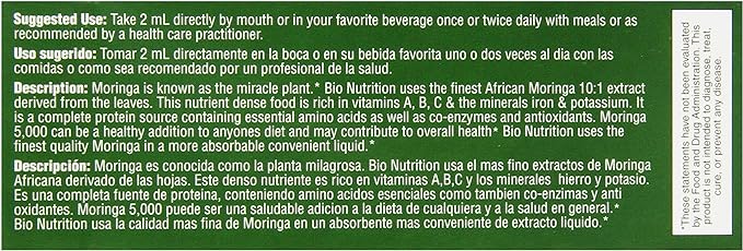 Bio Nutrition Moringa Liquid, 4 Fluid Ounce