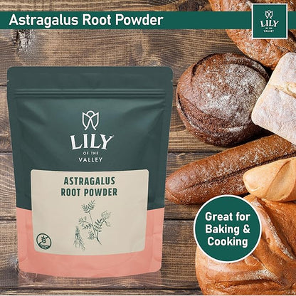 LILY OF THE VALLEY Astragalus Root Powder - Superfood for Cooking and Baking - Sun Dried & Filler Free - Pure Astragalus Tea Powder - Vegan & Gluten-Free - Packed in Resealable Pouch (16oz, 453g)