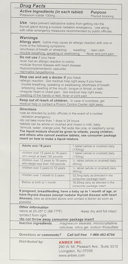 130 mg Potassium Iodide Tablets, 5 Count