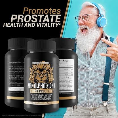 Max Alpha X10ND Ultra Prostate - T Prostate Support for Men - Promote Energy & Endurance - Blood Flow Support for Prostate Health with Vitamin D, Ginseng, Green Tea, & Zinc - Immune Support Benefits