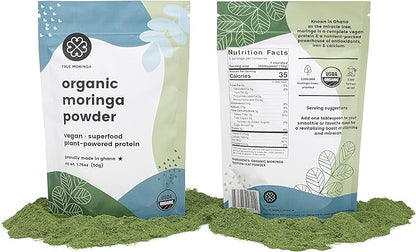 Organic Moringa Powder | 100% Raw Organic Moringa Powder, Certified USDA Organic. Non-GMO (50g)