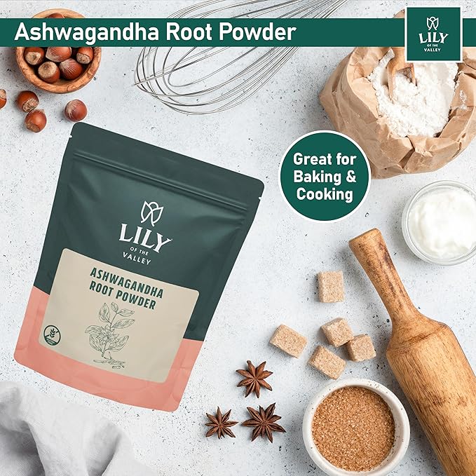 LILY OF THE VALLEY Ashwagandha Root Powder - Withania Somnifera - Sourced from India - No Filler No Additives - Indian Ginseng - Vegan & Gluten Free - Packed in Resealable Pouch (8oz, 226g)