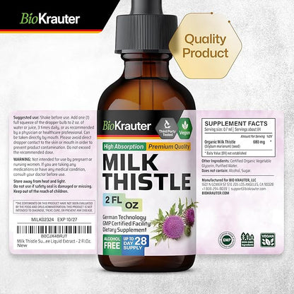 Milk Thistle Organic Tincture - Liver Cleanse, Detox & Repair Liquid Supplement- Silymarin Natural Extract - Vegan, Sugar & Alcohol-Free Liver Detox Drops 2 Fl. Oz.