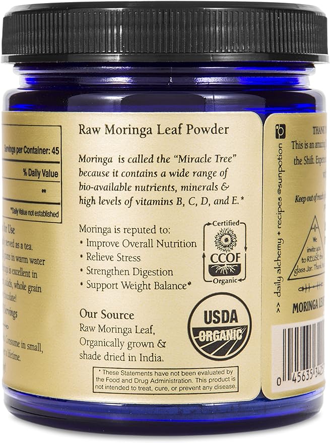 Sun Potion Moringa Leaf Powder - 90 Gram Jar